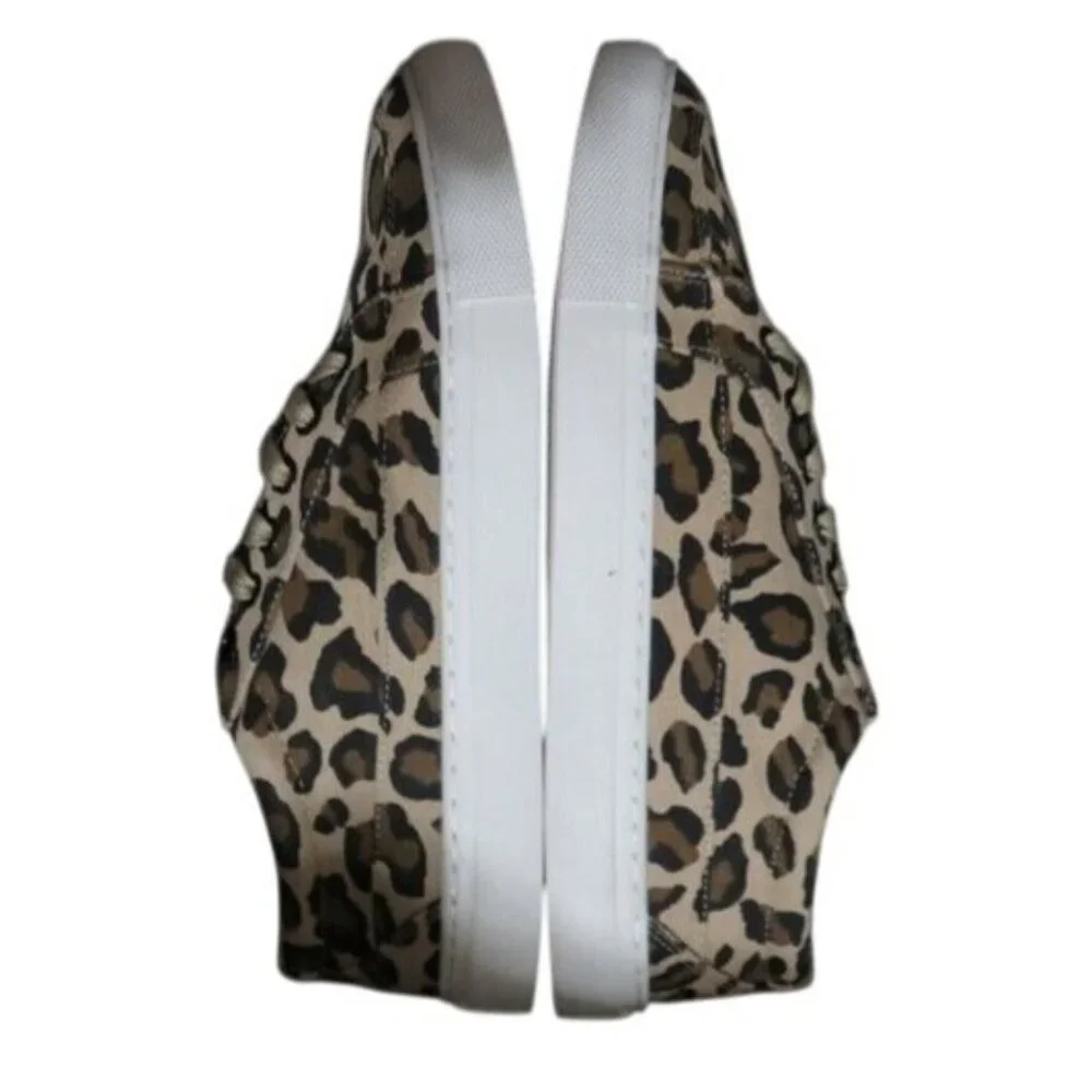 Boutique by Corkys Puzzle Leopard Spot Canvas Leather Sneakers sz 10 New in box